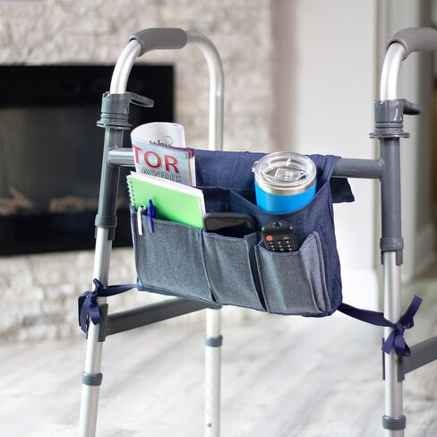 DMI Universal Walker Bag, Single Pocket Carry-All Pouch, Easy to Attach and Fold, Durable, Machine Washable, 12.5 to 15 Inches (Pack of 2) in Kuwait
