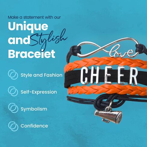 "Cheer Charm Bracelet- Infinity Love Adjustable Cheerleading Jewelry in Team Colors for Cheerleader " in Kuwait
