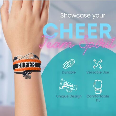 "Cheer Charm Bracelet- Infinity Love Adjustable Cheerleading Jewelry in Team Colors for Cheerleader " in Kuwait