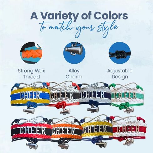 "Cheer Charm Bracelet- Infinity Love Adjustable Cheerleading Jewelry in Team Colors for Cheerleader " in Kuwait