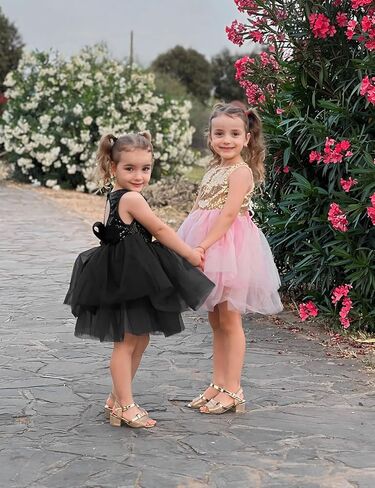 AGQT Baby Girls Dresses Flower Girl Dress Sequins Tutu Dress Sleeveless Kids Princess Birthday Dresses Size 3M-4T in Kuwait