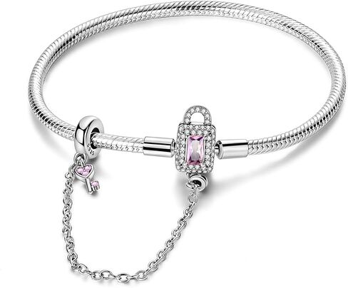 Parmuz 925 Sterling Silver Charms Bracelet for Women Love Heart Summer Ocean Iconic Moments Snake Chain Bracelet with 5A Cubic Zirconia Gift for Girls Mother Daughter in Saudi Arabia