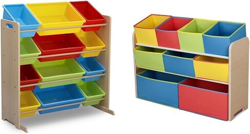Delta Children Kids Toy Storage Organizer with 12 Plastic Bins - Greenguard Gold Certified & MySize Deluxe Toy Box - Greenguard Gold Certified, Bianca White in Saudi Arabia