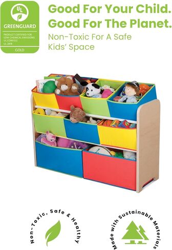 Delta Children Kids Toy Storage Organizer with 12 Plastic Bins - Greenguard Gold Certified & MySize Deluxe Toy Box - Greenguard Gold Certified, Bianca White in Saudi Arabia