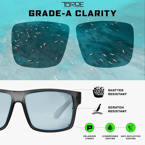 نظارة شمسية TOROE إصدار محدود من الدرجة الأولى بعدسات بولي كربونات مستقطبة - إطار Frost TR90 مع عدسات عاكسة in Kuwait