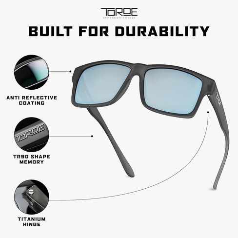 نظارة شمسية TOROE إصدار محدود من الدرجة الأولى بعدسات بولي كربونات مستقطبة - إطار Frost TR90 مع عدسات عاكسة in Kuwait