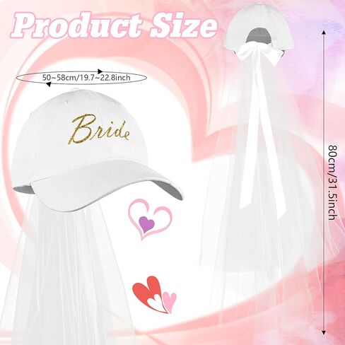 مجموعة من 6 قبعات بيسبول للعروس وحجاب العروس لتكون هدية تتضمن 1 قبعة العروس البيضاء المطرزة و5 قبعة حروف سوداء لحفلات شهر العسل وحفلات الزفاف وحفلات الزفاف وحفلات الزفاف in Kuwait