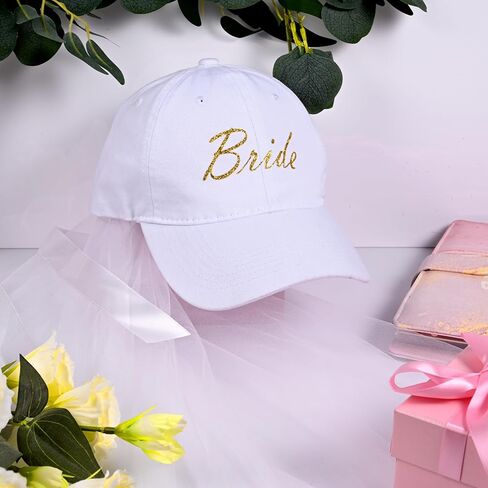 مجموعة من 6 قبعات بيسبول للعروس وحجاب العروس لتكون هدية تتضمن 1 قبعة العروس البيضاء المطرزة و5 قبعة حروف سوداء لحفلات شهر العسل وحفلات الزفاف وحفلات الزفاف وحفلات الزفاف in Kuwait