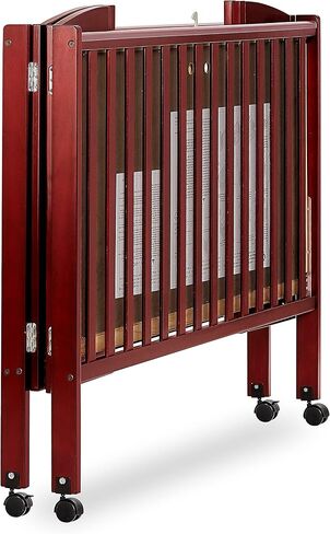 Dream On Me Full Size 2-in-1 Folding Baby Crib, GREENGUARD Gold, White | Compact Patented Quick Folding Design, Portable, Metal Locking Wheels, 2 Adjustable Heights, GREENGUARD Gold & BSA Verified in Saudi Arabia