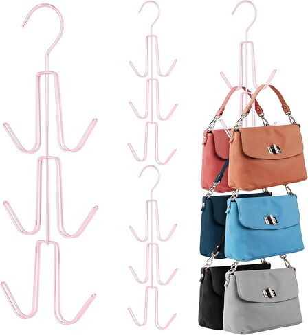 ZEDODIER Purse Hanger Organizer for Closet, 2 Pack Hanging Bag Holder, Keeping Purses Visible and in Good Condition, Metal Handbag Storage Hook Backpack Rack Space Saving Hanger, Silver in Saudi Arabia