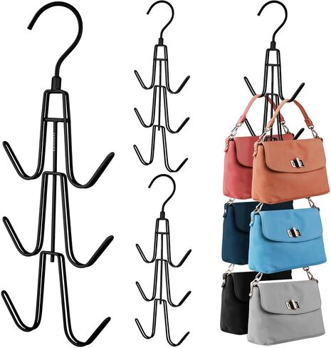 ZEDODIER Purse Hanger Organizer for Closet, 2 Pack Hanging Bag Holder, Keeping Purses Visible and in Good Condition, Metal Handbag Storage Hook Backpack Rack Space Saving Hanger, Silver in Saudi Arabia