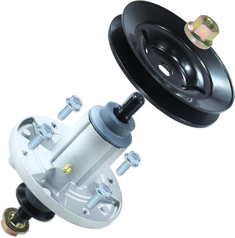 2 Pack GY21098 Spindle Assembly with GX20367 Pulley Replaces GY20454, AUC15811, GY20962, UC23728 for John Deere 102, 135, D100, D130, E100, E130, LA100, LA135, S100, S120, X105, X145 Tractors in Saudi Arabia