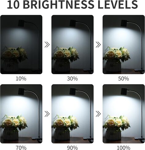 Dott Arts Desk Lamp,USB Clip On Light with 3 Color Modes,LED 10 Levels Brightness Reading Light, 360°Gooseneck Book Light,Eye-Care Reading Lamp for Home Office,Headboards Black in Kuwait