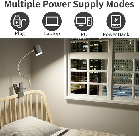 Dott Arts Desk Lamp,USB Clip On Light with 3 Color Modes,LED 10 Levels Brightness Reading Light, 360°Gooseneck Book Light,Eye-Care Reading Lamp for Home Office,Headboards Black in Kuwait