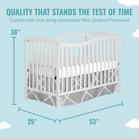 Dream On Me Chelsea 5-in-1 Convertible Full-Size Baby Crib in Steel Grey, GreenGuard Gold & BSA, Pinewood, 4 Mattress Heights, Converts to Toddler, Day & Full-Size Bed, Modern Classic Nursery in Saudi Arabia