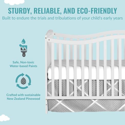 Dream On Me Chelsea 5-in-1 Convertible Full-Size Baby Crib in Steel Grey, GreenGuard Gold & BSA, Pinewood, 4 Mattress Heights, Converts to Toddler, Day & Full-Size Bed, Modern Classic Nursery in Saudi Arabia
