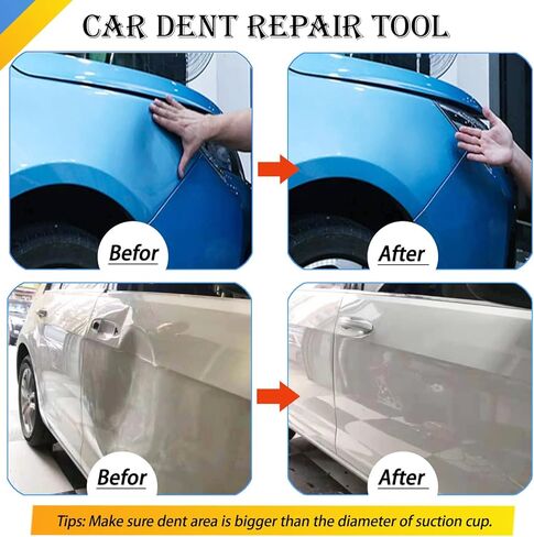 أداة سحب انبعاجات السيارة، أدوات قوية لإزالة انبعاجات السيارة لإصلاح انبعاجات السيارة والزجاج والشاشة والبلاط والأشياء المتحركة (قطعة واحدة سوداء كبيرة وقطعة واحدة سوداء صغيرة) in Kuwait