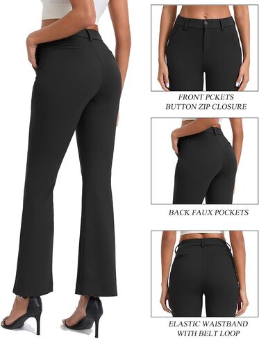 Women's 30''/32'' Stretchy Flare Dress Work Pants Business Office Casual Bootcut Slacks with Pockets Belt Loops in Saudi Arabia