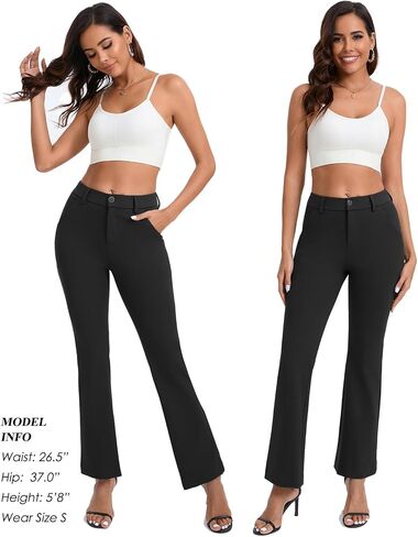 Women's 30''/32'' Stretchy Flare Dress Work Pants Business Office Casual Bootcut Slacks with Pockets Belt Loops in Saudi Arabia