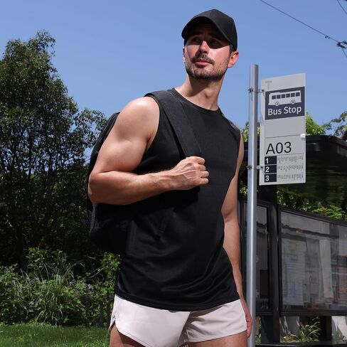Mens Tank Tops Muscle Athletic Quick Dry Sleeveless Workout Fitness T Shirts for Men in Saudi Arabia
