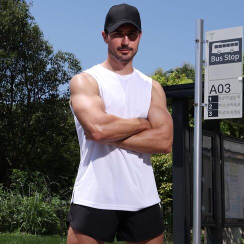 Mens Tank Tops Muscle Athletic Quick Dry Sleeveless Workout Fitness T Shirts for Men in Saudi Arabia