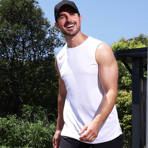 Mens Tank Tops Muscle Athletic Quick Dry Sleeveless Workout Fitness T Shirts for Men in Saudi Arabia