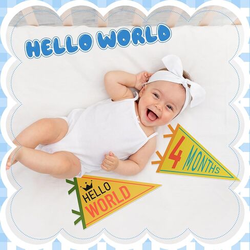 14 Pcs Baby Milestone Pennant Signs Monthly Milestone Banner Flags Pennant Triangle Banner Age Flag Signs for Boy Girl Newborn Birthday Party Decor(Assorted Colors) in Saudi Arabia