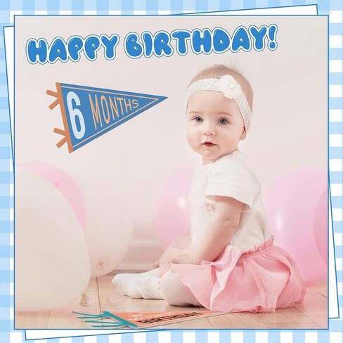14 Pcs Baby Milestone Pennant Signs Monthly Milestone Banner Flags Pennant Triangle Banner Age Flag Signs for Boy Girl Newborn Birthday Party Decor(Assorted Colors) in Saudi Arabia
