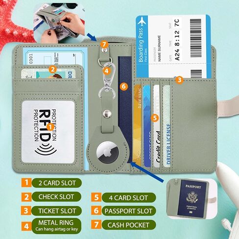 Passport Holder with Airtag for Women/Men,Airtag Passport Wallet for Travel,Cute Passport Holder Rfid Blocking,Travel Wallet for Cards Passport Cover Case in Saudi Arabia