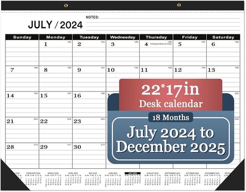تقويم مكتب 2024-2025 كبير 22 × 17 (يوليو 2024-ديسمبر 2025) تقويم مكتب كبير 2024-2025، تقويم أسود كلاسيكي 2024-2025، تقويم مكتبي شهري كبير 2024-2025، تقويم مكتبي بغطاء بلاستيكي in Saudi Arabia