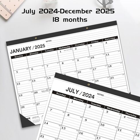 تقويم مكتب 2024-2025 كبير 22 × 17 (يوليو 2024-ديسمبر 2025) تقويم مكتب كبير 2024-2025، تقويم أسود كلاسيكي 2024-2025، تقويم مكتبي شهري كبير 2024-2025، تقويم مكتبي بغطاء بلاستيكي in Saudi Arabia