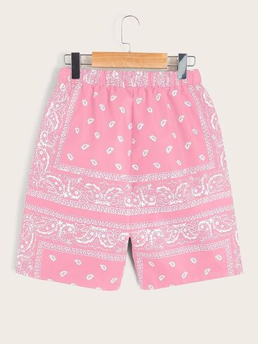 Boy's Paisley Shorts Boho Drawsring Casual Gym Beach Bandana Shorts Summer Shorts for Boys in Saudi Arabia