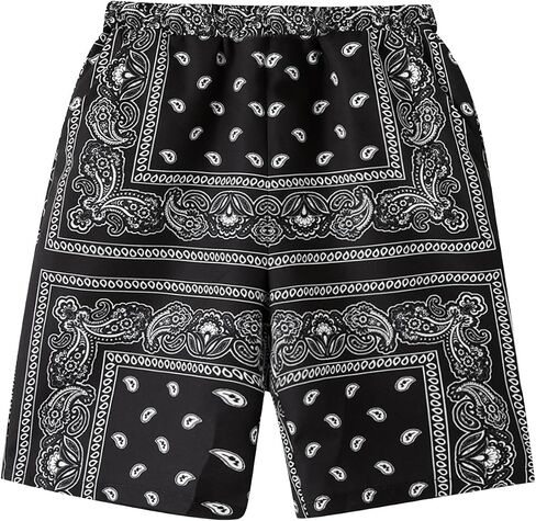 Boy's Paisley Shorts Boho Drawsring Casual Gym Beach Bandana Shorts Summer Shorts for Boys in Saudi Arabia