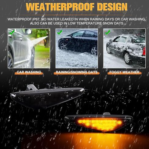 Gempro Sequential Amber LED Side Marker Lights Turn Signal Lamps for 2016-2023 Mazda MX-5 Miata, 2009-2012 Mazda RX-8, 2017-2020 Fiat 124 Spider Smoke Len, 2PCS in Kuwait