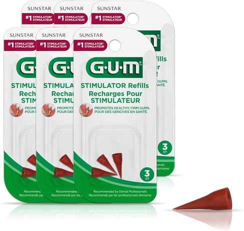 GUM Stimulator Refills - 3 Rubber Tips Included - Compatible with The Stimulator Permanent Handle - Massager, Plaque Removal Health,3ct, 1pk in Saudi Arabia