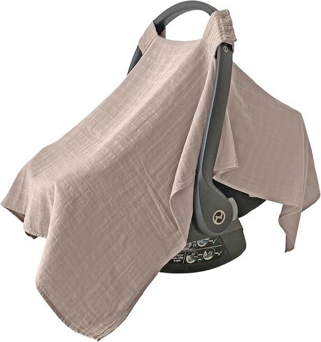 MOZAH Baby Car Seat Cover, Versatile Nursing Cover, Infant Car Seat Protector, Breathable Organic Cotton Muslin, Essential Newborn and Nursery Must-Haves, Unisex, Blue Mirage in Saudi Arabia