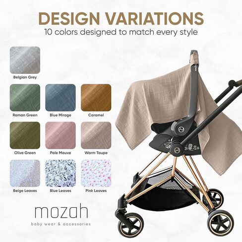 MOZAH Baby Car Seat Cover, Versatile Nursing Cover, Infant Car Seat Protector, Breathable Organic Cotton Muslin, Essential Newborn and Nursery Must-Haves, Unisex, Blue Mirage in Saudi Arabia