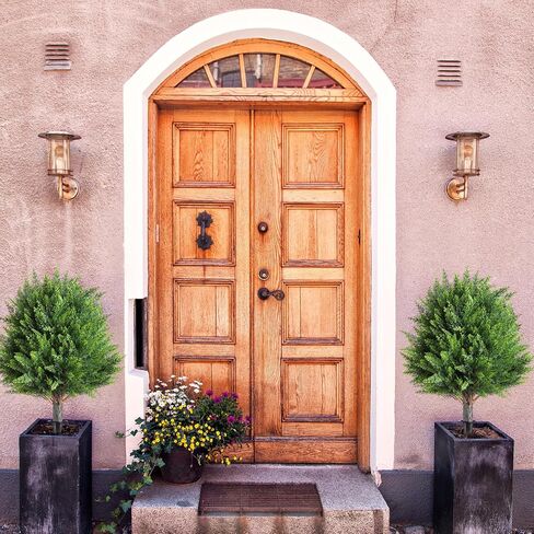 2 Pcs Artificial Cedar Topiary Bush 25" Tree UV Resistant with Spike Easy to Push in The Ground Artificial Cedar Topiary Tree Shrubs Fake Plants for Indoor Outdoor Home Garden in Saudi Arabia