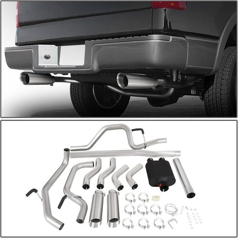 DNA Motoring CBE-UR-001 مخرج جانبي مزدوج للعادم/مخرج خلفي متوافق مع 2004-2008 F-150 4.6L 5.4L / 2006-2008 Mark LT 4.6L 5.4L in Saudi Arabia