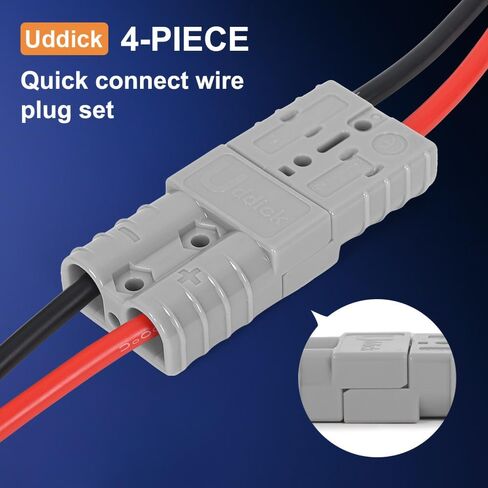 4 قطع موصل فصل سريع للبطارية 50 أمبير، موصل كابل بطارية 6 AWG، موصل توصيل سريع لسلك السحب لونش السحب، 12-24 فولت، رمادي in Saudi Arabia