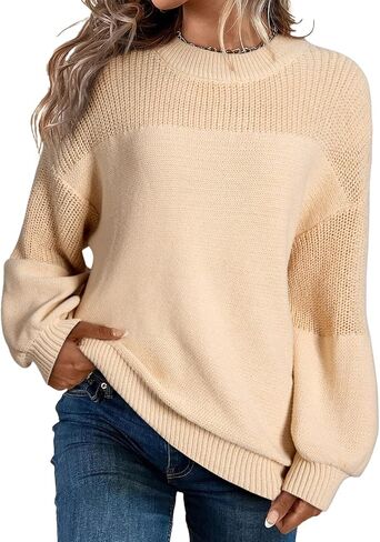 Dokotoo Women's Casual Long Sleeve Sweaters Loose Crewneck Knit Solid Pullover Sweater Jumper Tops in Saudi Arabia