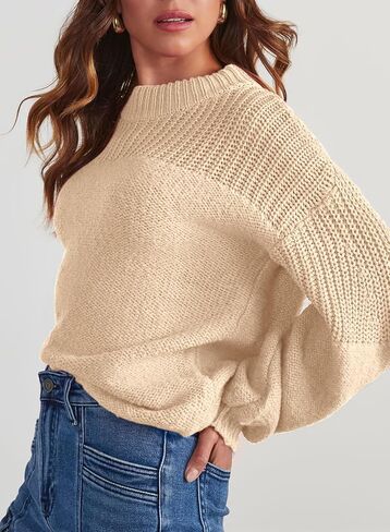 Dokotoo Women's Casual Long Sleeve Sweaters Loose Crewneck Knit Solid Pullover Sweater Jumper Tops in Saudi Arabia