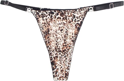 Leopard Thong Ice Silk Woman G String Adjustable Waist Sexy Low Rise Tangas Breathable Cotton Crotch Panties in Saudi Arabia