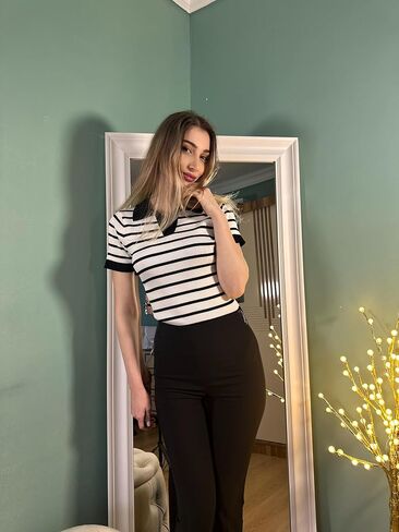 Ivicoer Womens 2024 Summer V Neck Short Sleeve T Shirts Slim Fitted Ribbed Knit Casual Tee Tops in Saudi Arabia