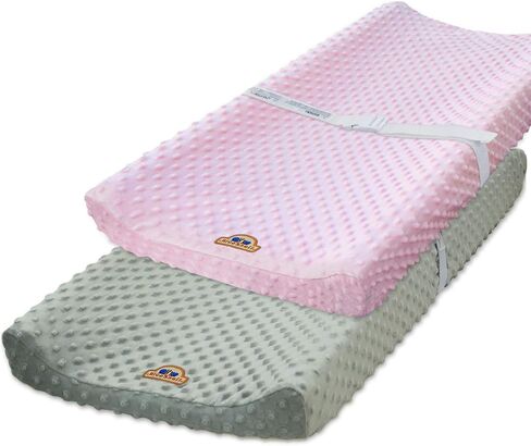 BlueSnail Ultra Soft Minky Dot Changing Pad Cover 2 Pack (Gray+Pink, 2 Pack) in Kuwait