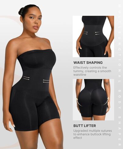SHAPELLX Women's Shapewear Bodysuits Tummy Control Butt Lifter Body Shaper Strapless Seamless Mid Thigh Jumpsuit Tops in Saudi Arabia