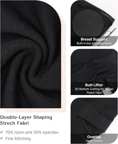 SHAPELLX Women's Shapewear Bodysuits Tummy Control Butt Lifter Body Shaper Strapless Seamless Mid Thigh Jumpsuit Tops in Saudi Arabia