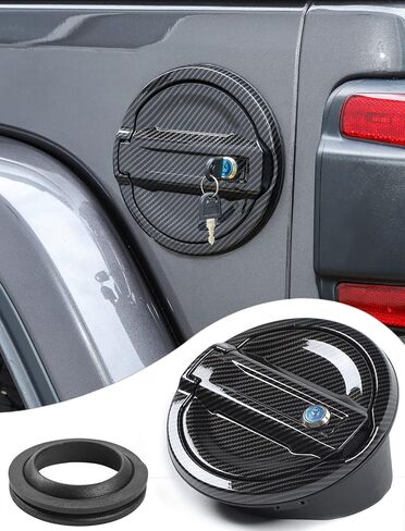 Savadicar Gas Cap Cover, Fuel Filler Tank Door Compatible with 2018-2024 Jeep Wrangler JL JLU 2 and 4 Door, ABS + Aluminum Alloy Structure, Replacement Accessories, Black in Kuwait