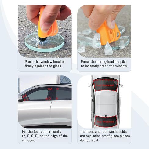 8 قطع قاطعة حزام الأمان لكسارة النوافذ، 3 في 1 قاطعة الزجاج وقاطعة حزام الأمان وصفارة، أداة الهروب من السيارة في حالات الطوارئ تنطبق على جميع السيارات in Kuwait