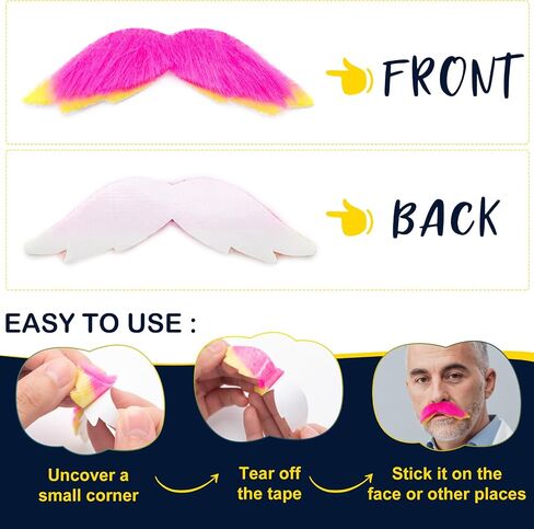 48 Pcs Fake Mustaches, Self Adhesive Fake Beard, Novelty Hairy Beard, Costume Facial Hair for Halloween Party in Saudi Arabia